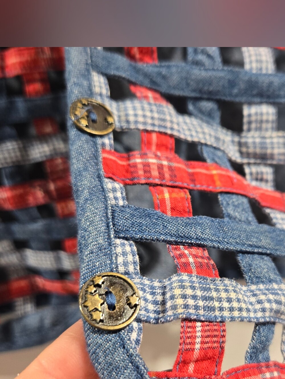 Vintage Koret City Blues Basket Weave Denim Vest Sz XL Like NEW - Picture 4 of 10